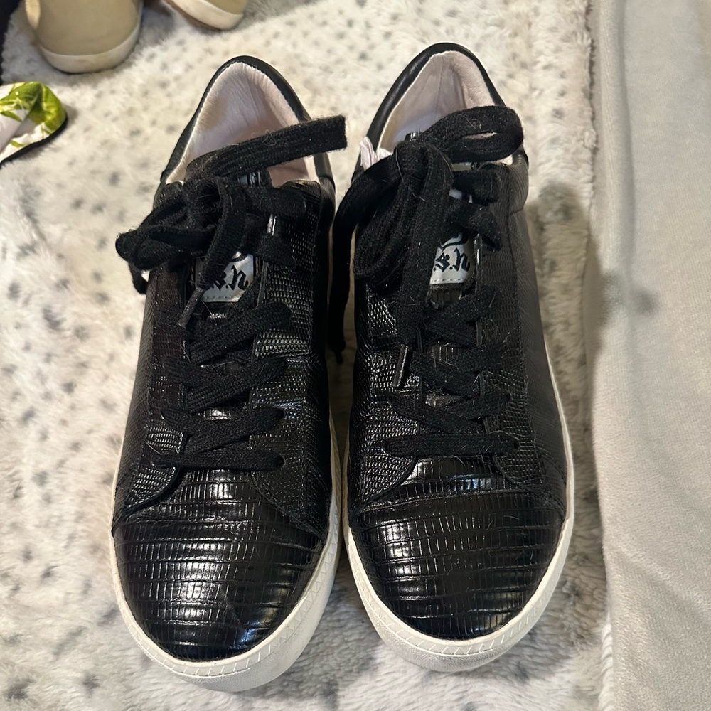 ASN Black Textured Platform Sneakers with White Soles